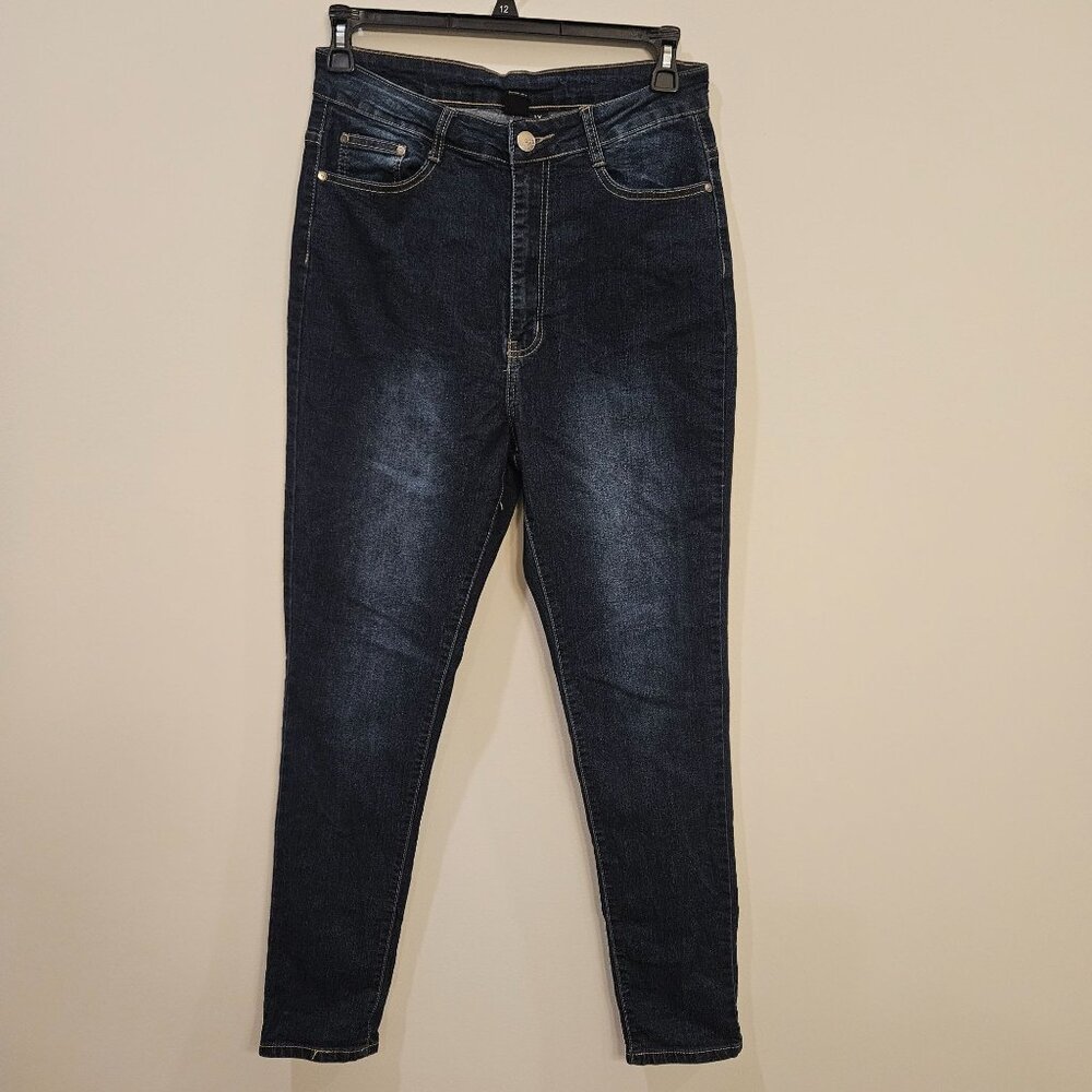 Womens High-Waisted Dark Wash Skinny Jeans 1X By B.O.B With Stretch Cotton Blend